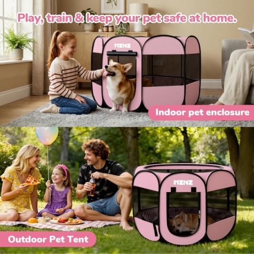 Dog Cat Small Animal Puppy Playpen Crate, Whole Pink - Image 5