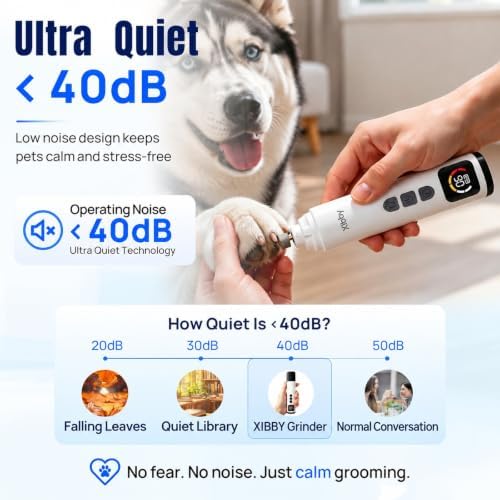 Silent Groom Pro Electric Quiet Dog Nail Grinder, 2 LEDs, 40 dB, 6 Speeds - Image 2
