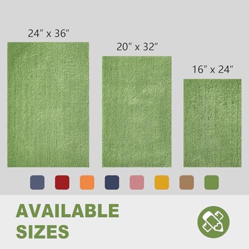 CozeCube Green 32"x20" Shaggy Non Slip Soft Washable Bath Mat - Image 3