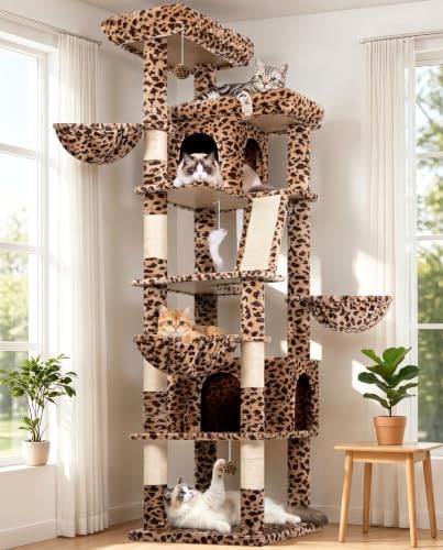 Globlazer 80in Extra Large Leopard Cat Tree Tower, Leopard Print by Globlazer