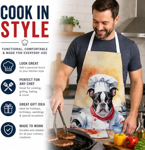 Caroline's Treasures Boston Terrier The Chef Apron Cooking Kitchen Server - Image 2