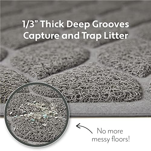 MIGHTY MONKEY Waterproof Cat Litter Box Mat, BPA Free, 35x23 Slate Gray - Image 2