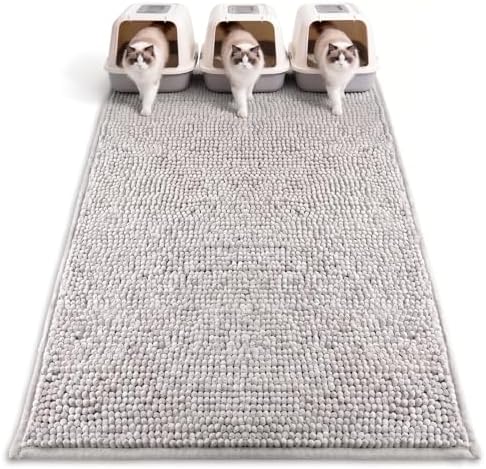 Pieviev Soft Chenille Cat Litter Box Mat, Ultra Absorbent by Pieviev