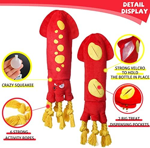 lilfrd Water Bottle Octopus Dog Toy, Squeaky Rope Stuffless Toys - Image 4