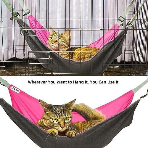 2 Pcs Small Kitty Cat Hammock for Cage, 2 Pieces Reversible Cat Hanging Hammock - Image 2