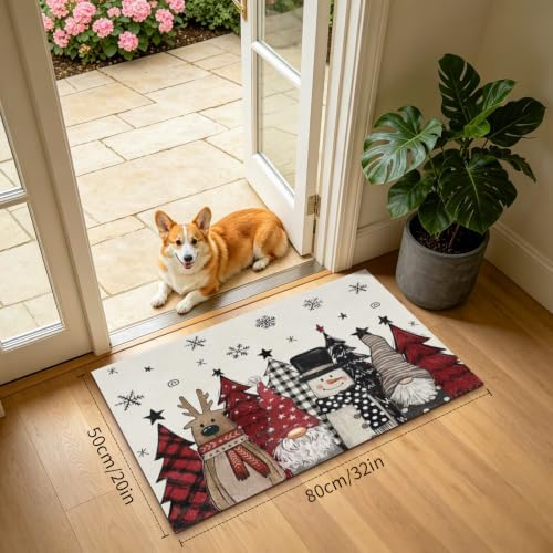 Giwawa Winter Snowman Gnome Bath Rug Xmas Tree Bathtub Mat Non Slip Absorbent - Image 3