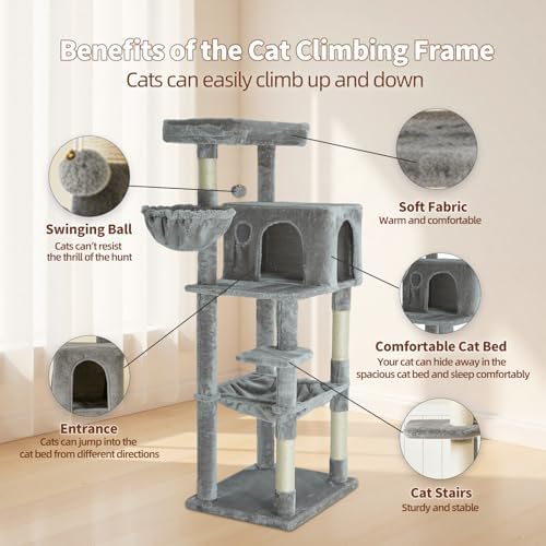56.2 Inch Cat Tree with Cat Condo Viewing Platform - Image 3