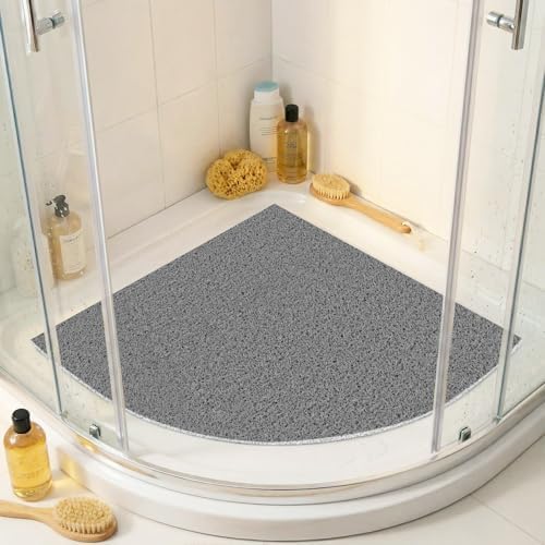 Corner Shower Mat Non Slip, 28x 28 Inches Triangular Bath Mats by BLESWIN