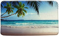 AMFD Beach View Bath Mat Ocean Beach Hawaiian Tropical Palm Tree Green Leaves by AMFD