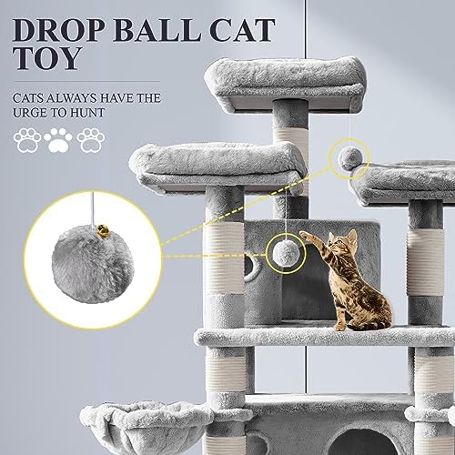 Allewie 68 Inches Cat Tree/House and Towers - Image 3