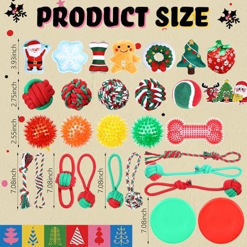 Syhood 60 Pcs Christmas Squeaky Dog Toys Plush Chew Small Puppy Dog - Image 2