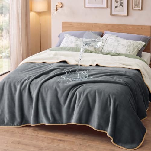 Bedsure Waterproof Blanket for Bed Soft Sherpa Fleece Throw, King 108"x86" by BEDSURE