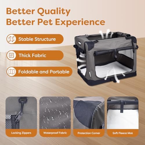 JESPET 3 Door Soft Dog Crates Kennel, Collapsible Travel Pet Carrier - Image 2
