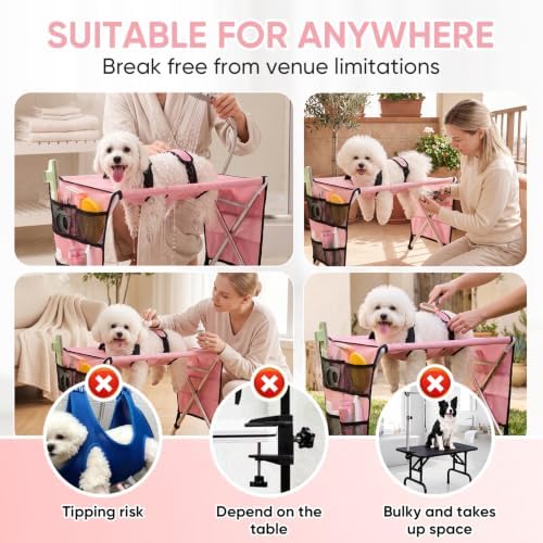 Dog Grooming Bath Hammock with Stand, Foldable - Image 4