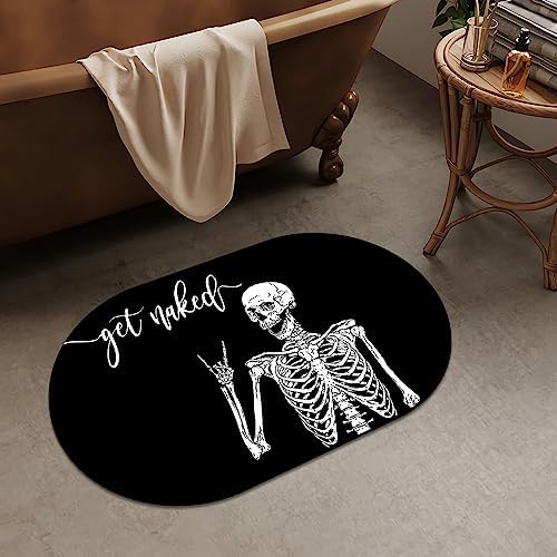 Black Funny Skull Super Absorbent Quick-Drying Bathroom Mat Rug, Rubber - Image 2