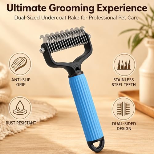Pet Grooming Brush, Double-Sided Deshedding Dematting Tool - Image 2