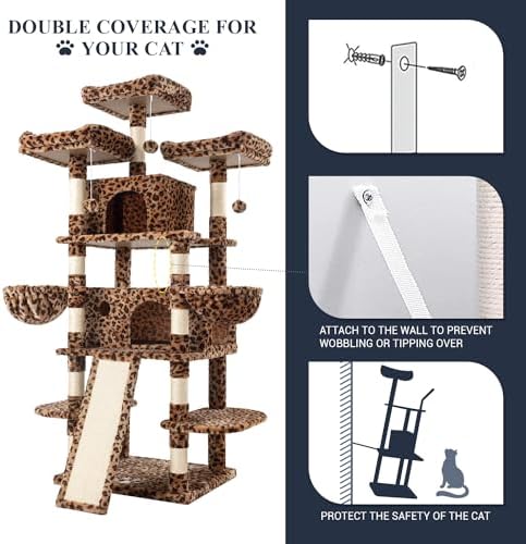 Allewie 68 Inches Cat Tree/House and Towers - Image 6