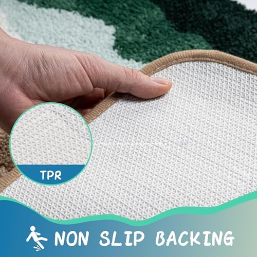 Microfiber Coastal Green Bathroom Rugs Soft Non Slip Bath Mat - Image 4