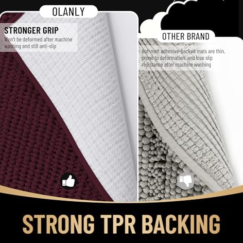 OLANLY Thick Chenille Bathroom Runner Rugs Mats 44x24 - Image 5