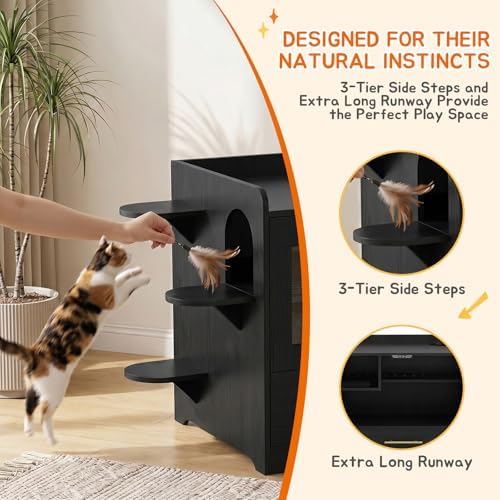 Cat Litter Box Enclosure Furniture, Dog Proof Hidden Litter Box Cabinet - Image 5