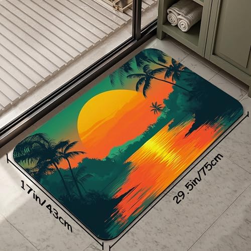 Abstract Nature View Bathroom Rug 29.5"x17", Super Absorbent Fast Drying Bath - Image 2