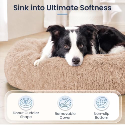 JOLLYVOGUE Calming Washable Dog Bed Medium Size Dog, 31 Inch Donut Medium Dog - Image 2