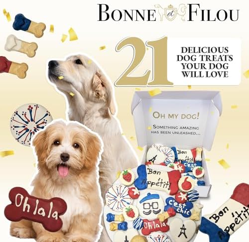 Bonne et Filou French Style Dog Treats, Gourmet Gift Box, 21 Luxury Macarons, Truffles & Bone Cookies, Healthy & Delicious Snacks for Medium to Large Dogs - Image 5
