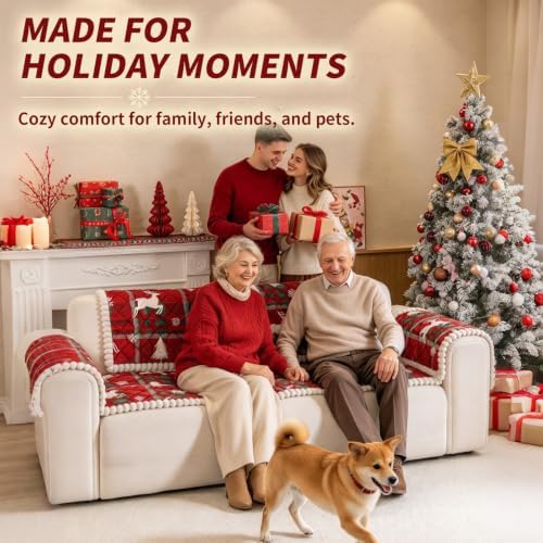 Christmas Couch Cover, Christmas Plush Sofa Cover for Dog Pet 1PC - Image 2