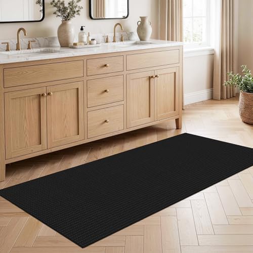 2x6 Waffle Bathroom Runner Rug: Washable Kitchen Runner - Image 7