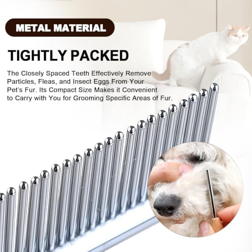 HOP Small Dog Comb with Wooden Handle Metal Dog Eye Comb 4.17in/10.6cm - Image 4