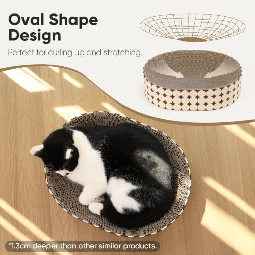 FUKUMARU Cardboard Cat Scratcher Bed, 2-in-1 Oval Cat Scratch Pad - Image 4