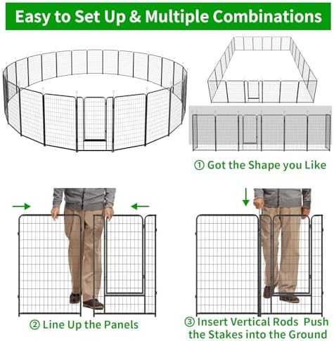 Kfvigoho Dog Playpen Outdoor Extra Wide 24 Panels Heavy Duty Dog Fence 50" - Image 6