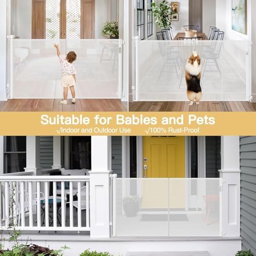 Reinforced 42" Tall Baby Gate 55" Wide Retractable Dog Gate Indoor/Outdoor - Image 4