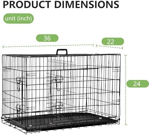 FDW | 36" Foldable Metal Dog Crate | Dark Black | Cage - Image 6