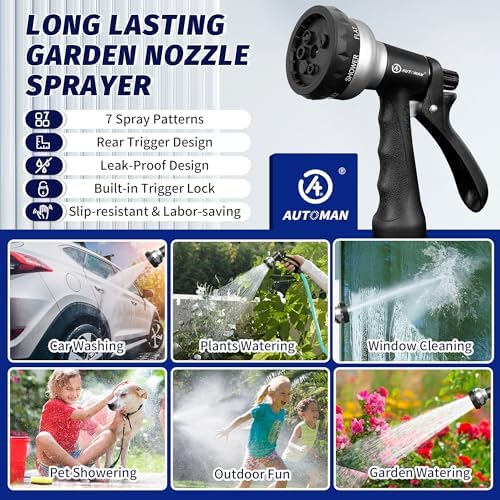 AUTOMAN-Garden-Hose-Nozzle, 2 Pack ABS Water Spray Nozzle, 7 Adjustable - Image 6