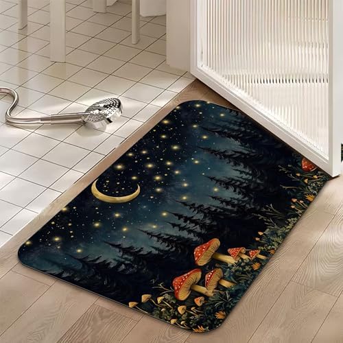 Diatomaceous Bathroom Rugs, Forest Red Mushroom Bathroom Decor, Starry Moon - Image 5