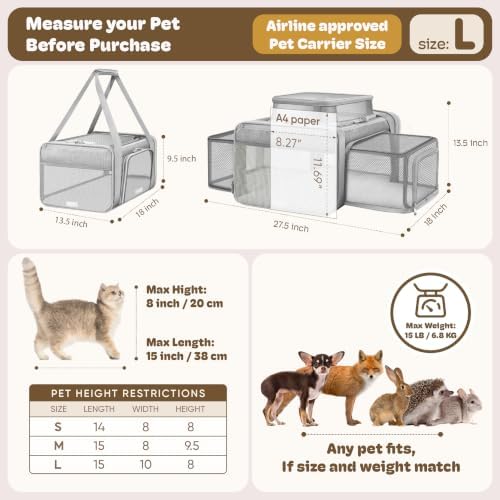 Top and 2 Sides Expandable Cat Carrier 18x13.5x9.5 TSA Airline Approved - Image 4