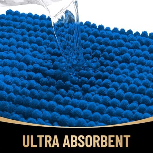 OLANLY Thick Chenille Bathroom Runner Rugs Mats 44x24, Deep Navy Blue - Image 3