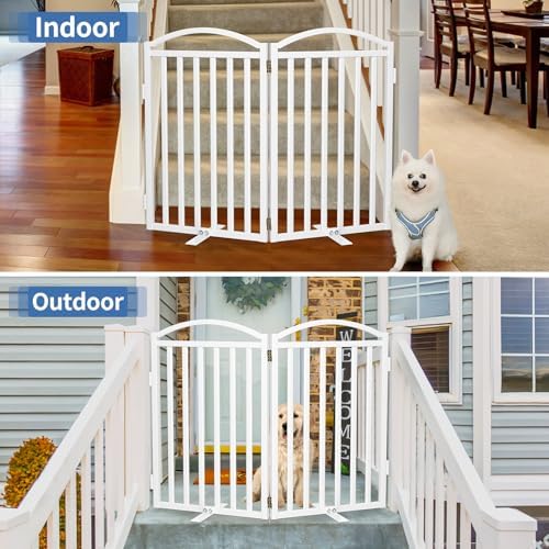 Malier Metal Freestanding Dog Gates, Outdoor Indoor Dog Fences, Extra Wide - Image 5