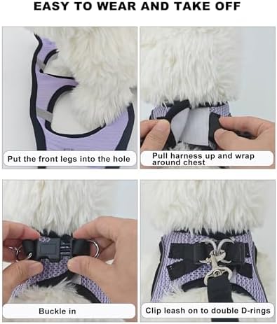 Dog Harness Small Sized and Leash Set, Step in Soft Light Puppy Vest, - Image 4