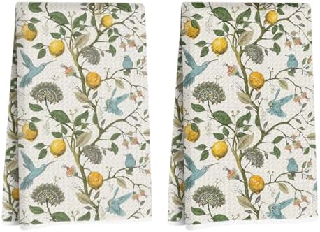 2 Pcs Lemon Birds Kitchen Towels 14x24 In, Lemon Birds Gifts by NISTOMISU