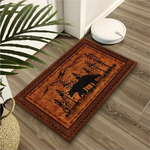 Giwawa Forest Bear Bath Rug Rustic Cabin Absorbent Plush Floor Mat 20"x32" Soft - Image 6