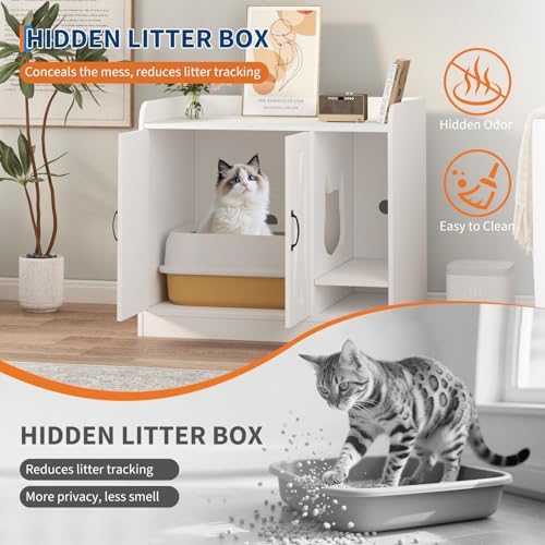 Cat Litter Box Enclosure, Hidden Litter Box Furniture - Image 5