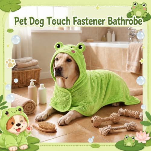 Cuffbow Frog Hooded Dog Bath Towel Robe - Image 3