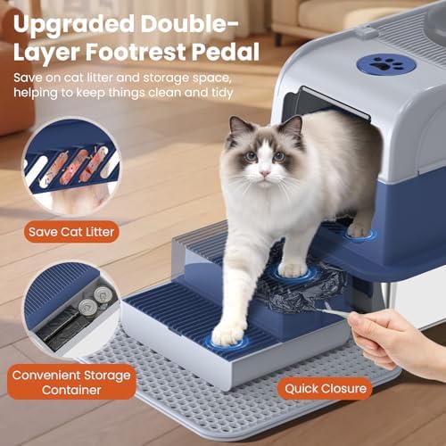 Enclosed Cat Litter Box, XL Stainless Steel Litter Box - Image 4