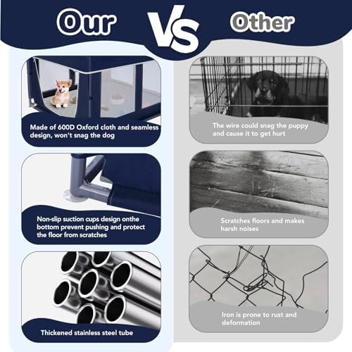 42 × 42 inch Dog Playpen with Pee Pad, Soft Puppy Playpen, 25 Height Pet Playpen - Image 6