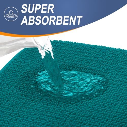 OLANLY Memory Foam Small Bathroom Rugs 24x16, Absorbent Bath Mat, Deep Lake - Image 3