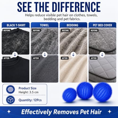 12 Pack Pet Hair Remover for Laundry, Reusable Cat & Dog Laundry Hair Catcher - Image 4
