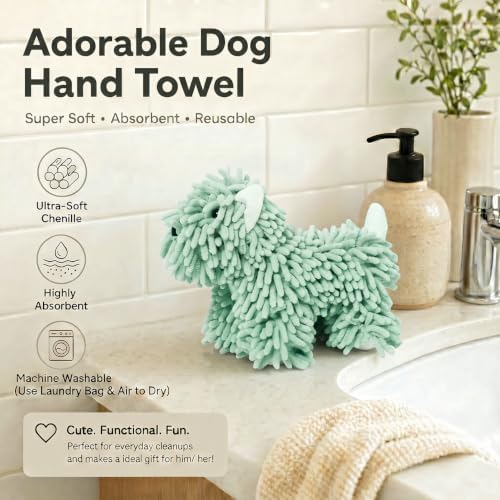 Chenille Dog Hand Towel Fuzzy Ball Dog Towel Animal Hand Towels - Image 2