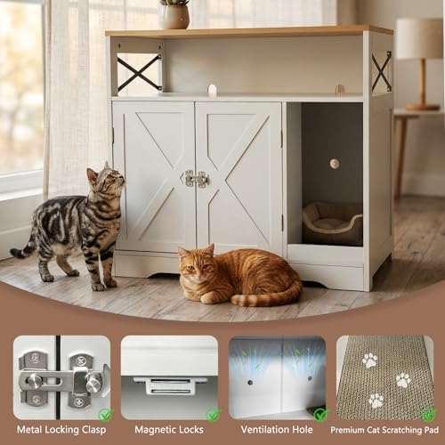 Cat Litter Box Enclosure, Hidden Litter Box Cabinet Furniture - Image 4